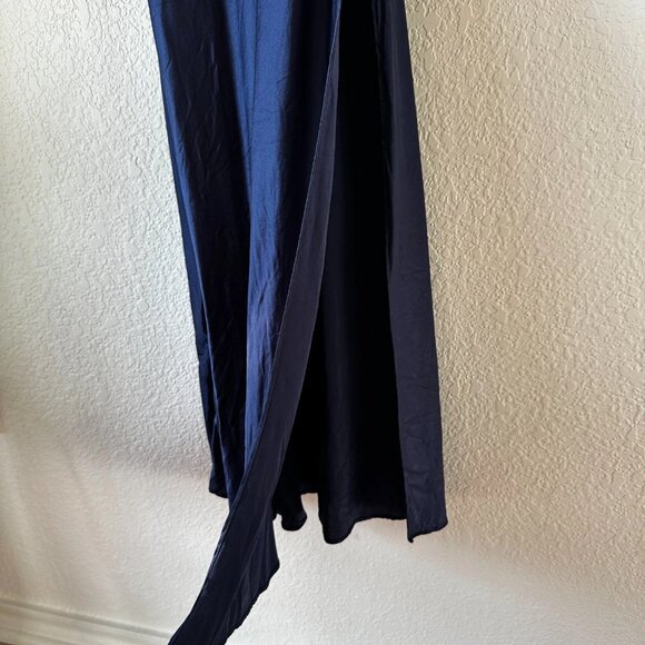 Vtg Y2K Victoria's Secret Sz XS Womens Navy 100% Silk Coquette Slip Maxi Dress - Picture 3 of 10